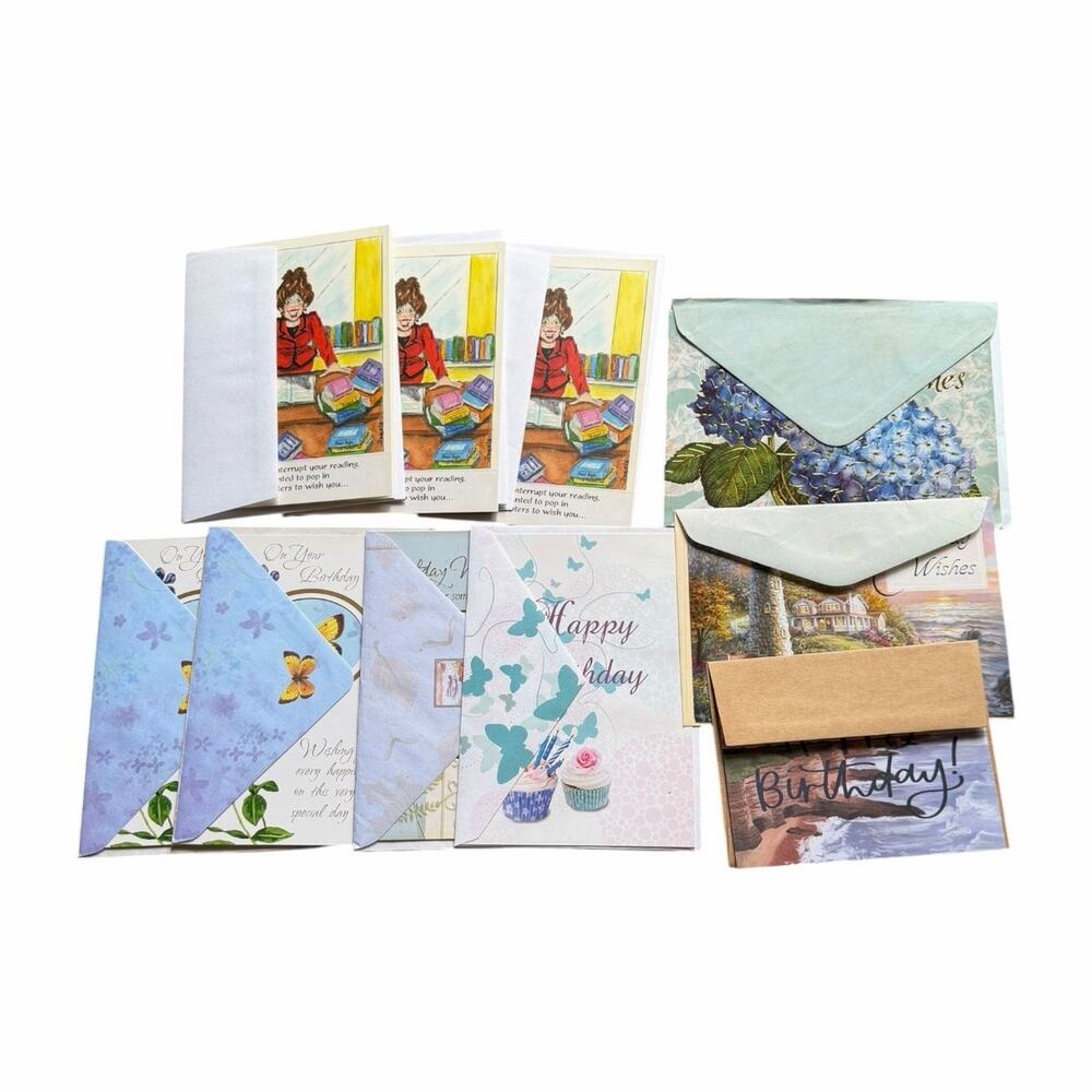 Birthday Greeting Card Bundle Mixed Birthday Cards Envelopes Floral Celebration
